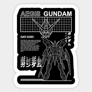 Gundam Aegis GAT-X303 Black and White Streetwear Shirt mobile suit Sticker